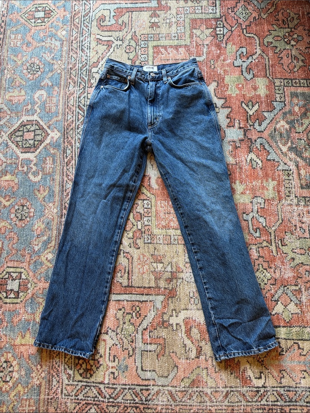 Agolde Pinch Waist Dark Blue Straight Leg Jeans